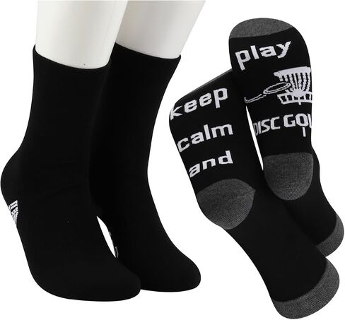 MBMSO Disc Golfing Socks 2 Pairs Keep Calm and Play Disc Golf Socks for Disc Golf Lover Player Fans Funny Disc Golf Gift in Saudi Arabia