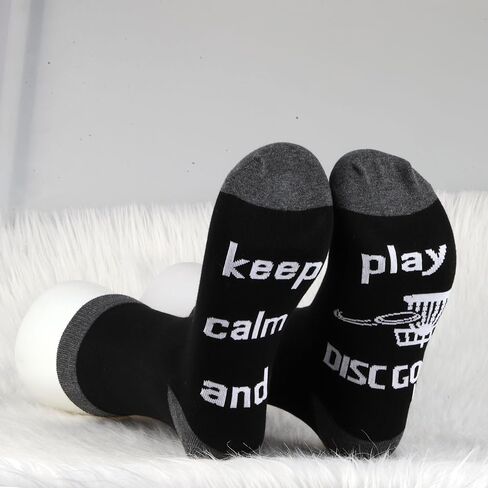 MBMSO Disc Golfing Socks 2 Pairs Keep Calm and Play Disc Golf Socks for Disc Golf Lover Player Fans Funny Disc Golf Gift in Saudi Arabia