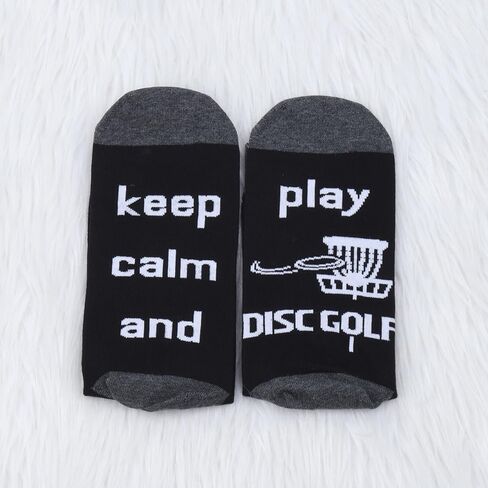 MBMSO Disc Golfing Socks 2 Pairs Keep Calm and Play Disc Golf Socks for Disc Golf Lover Player Fans Funny Disc Golf Gift in Saudi Arabia