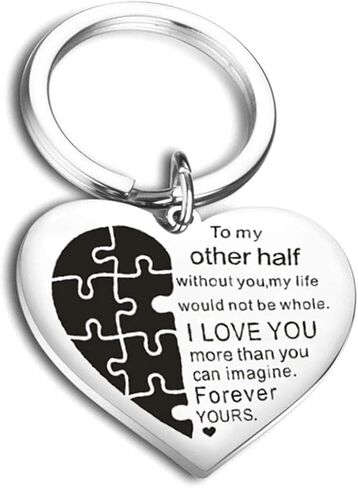 TO My Other Half Keychain Boyfriend Girlfriend Christmas Gifts Keyring I Love You Wife Husband Anniversary Valentine's Day Birthday Gifts in Saudi Arabia