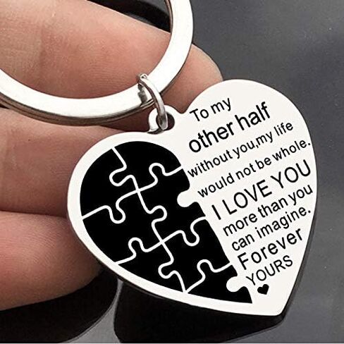 TO My Other Half Keychain Boyfriend Girlfriend Christmas Gifts Keyring I Love You Wife Husband Anniversary Valentine's Day Birthday Gifts in Saudi Arabia