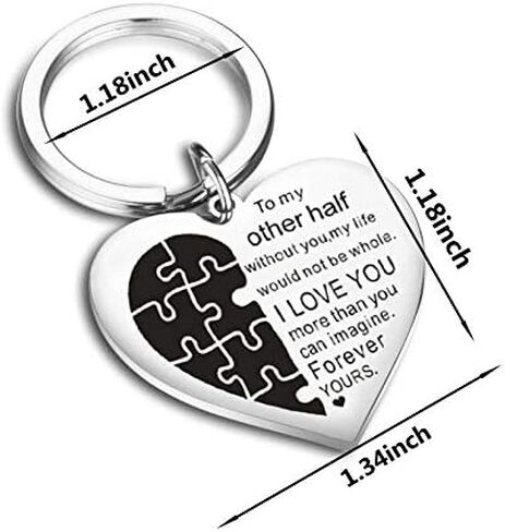 TO My Other Half Keychain Boyfriend Girlfriend Christmas Gifts Keyring I Love You Wife Husband Anniversary Valentine's Day Birthday Gifts in Saudi Arabia