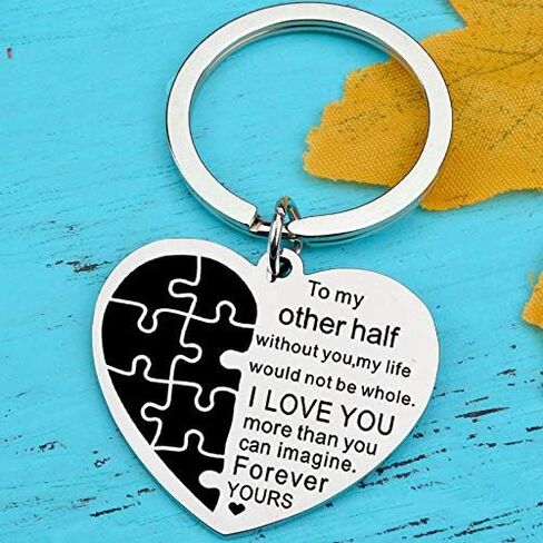 TO My Other Half Keychain Boyfriend Girlfriend Christmas Gifts Keyring I Love You Wife Husband Anniversary Valentine's Day Birthday Gifts in Saudi Arabia