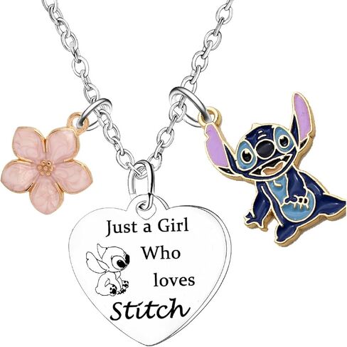 ماداههيفو قلادة من الستانلس ستيل بدون احجار كريمة من جاست ايه جيرل هي تحب ستيتش للنساء والفتيات والصديقات، هدايا مضحكة للعائلة والاخت وابنة الاخت وابنة الاخت والصديقات in Kuwait