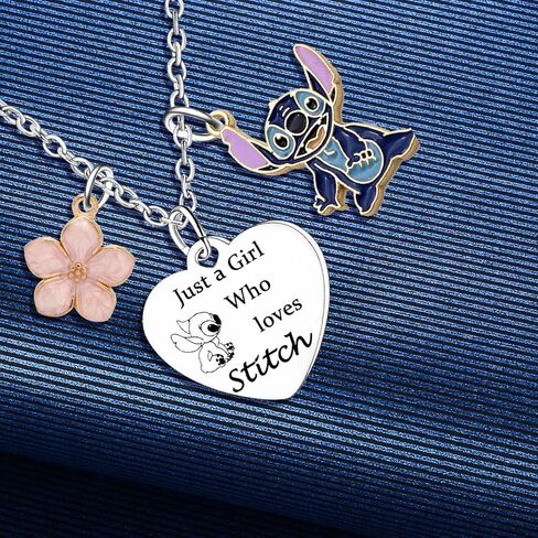 ماداههيفو قلادة من الستانلس ستيل بدون احجار كريمة من جاست ايه جيرل هي تحب ستيتش للنساء والفتيات والصديقات، هدايا مضحكة للعائلة والاخت وابنة الاخت وابنة الاخت والصديقات in Kuwait