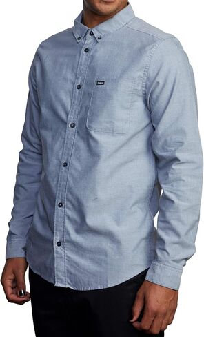 RVCA mens Long Sleeve Slim Fit Oxford Woven Button Down Shirt, Pavement, Small US in Saudi Arabia