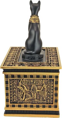 Design Toscano Royal Bastet Cat Goddess Egyptian Jewelry Box Statue, 6 Inch, Set of Two, Polyresin, Black and Gold in Saudi Arabia