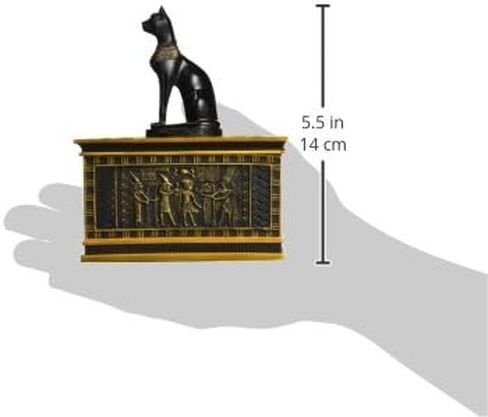 Design Toscano Royal Bastet Cat Goddess Egyptian Jewelry Box Statue, 6 Inch, Set of Two, Polyresin, Black and Gold in Saudi Arabia
