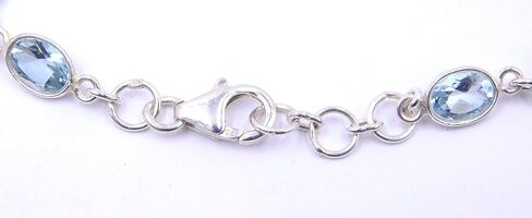 سوار نسائي من الفضة الإسترلينية عيار 925 بلون توباز أزرق طبيعي، 8 سم (SG-07)، 21 سم، فضة استرلينية، توباز, 8.25 inch, فضة استرليني, توباز in Kuwait