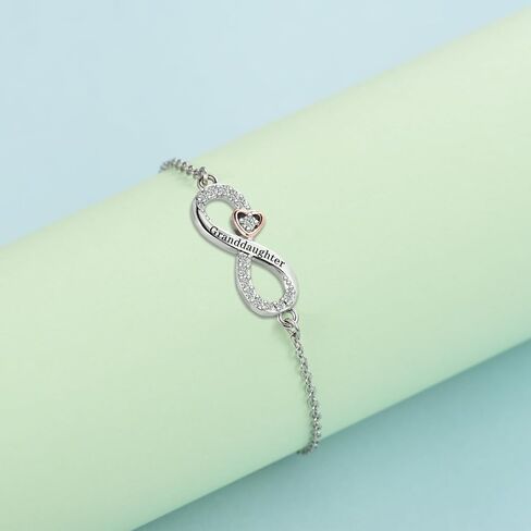 KunBead Infinity Rose Gold Heart Stainless Steel Birthday Bracelets for Mom Daughter Grandma Nana Auntie Wife Sister Best Friend Granddaughter in Saudi Arabia