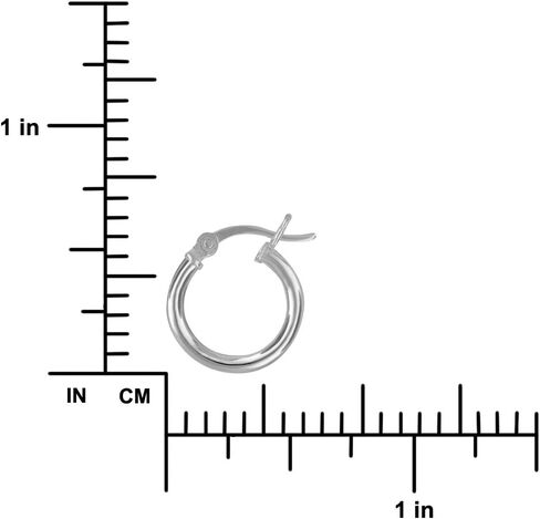 Sterling Silver Hoop Earrings 2mm x 14mm in Kuwait