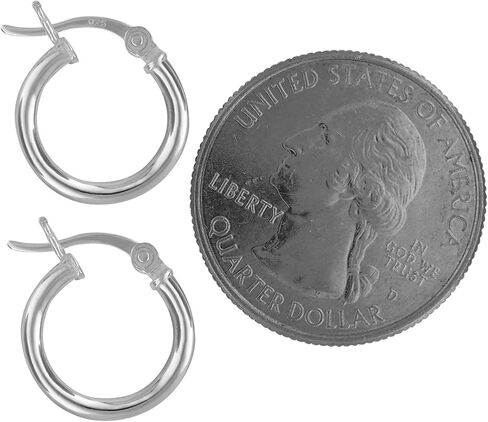 Sterling Silver Hoop Earrings 2mm x 14mm in Kuwait