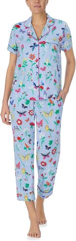 Kate Spade New York Short Sleeve Notch Cropped PJ Set Butterfly Blooms XL in Saudi Arabia