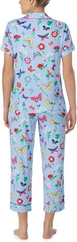 Kate Spade New York Short Sleeve Notch Cropped PJ Set Butterfly Blooms XL in Saudi Arabia