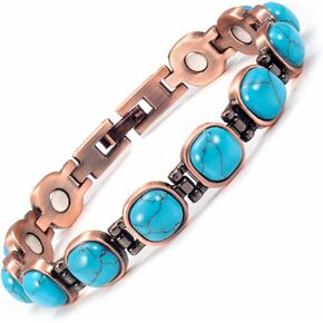 Copper Bracelet for Women, Pure Copper Adjustable Blue Turquoise Bracelet Jewelry, Mother's Day Gift（0173）