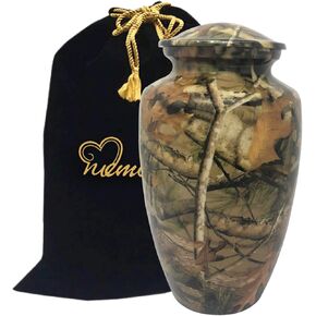 Camo Aluminum Camouflage Urn - Large, 200 cubic inches, Threaded Lid - Hand-crafted, Affordable, Fits Adults up to 200 lbs.