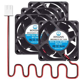 WINSINN DC 60mm Fan 24V 6025 Dual Ball Bearing Brushless Cooling 60x25mm 2PIN (Pack of 4Pcs)