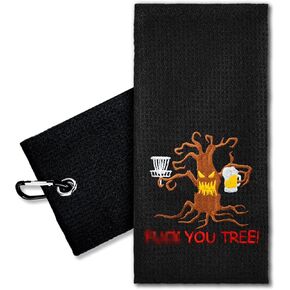 ERHACHAIJIA You Tree Embroidered Golf Towel with Clip. Funny Golf Accessories Golf Gifts for Men Women Disc Golf Lover Dad Uncle Grandpa Grandma, Birthday Retirement for Disc Golf Fan