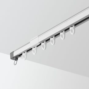 Zeerobee Ceiling Curtain Track,2.8-4.9ft Retractable Curtain Track Ceiling Mount For Room Divider Curtain Track, Ceiling Curtain Rod, Ceiling Rails with Silent Rollers (White)