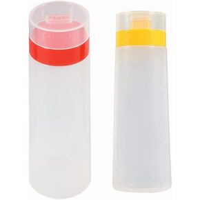 Ebonee 4 Hole Squeeze Sauce Bottle, Jam Squeeze Bottle with Cap Lids for Ketchup, Mayonnaise, Olive Oil, Salad Dressing, Condiment Dispenser (2 Pack)