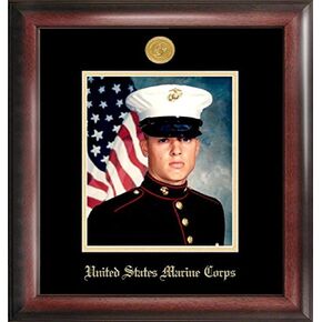 Marine Portrait Frame with Gold Medallion 8 x 10 Inches