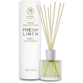 Reed Diffuser Fresh linen 3.4 Fl Oz (100ml) - Fragrance Oil Reed Diffuser with Rattan Sticks - Room Freshener - Relaxation Fragrance - Scented Diffusers - Fragrance