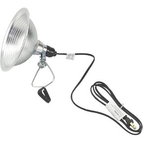 Clamp Lamp Light with Detachable 8.5 Inch Aluminum Reflector, 150 Watt E26 Socket (No Bulb Included), 6 Foot 18/2 SPT-2 Cord Cord