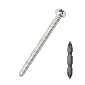 #12 x 2-1/2" Pan Head pan Head Wood Screws 25 Pcs 18-8 (304) Stainless Steel Pan Head Phillips Drive Self Tapping Screws, Bright Finish, No Coating, Fayeploo