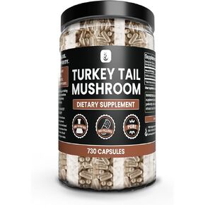 PURE ORIGINAL INGREDIENTS Turkey Tail Mushroom (730 Capsules) No Magnesium Or Rice Fillers, Always Pure, Lab Verified