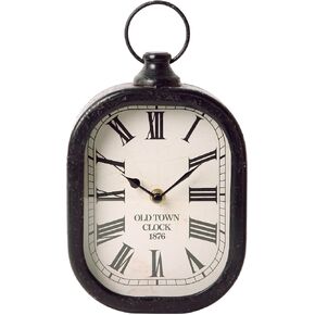 NIKKY HOME Small Retro Black Wall Clock, Silent Battery Operated Vintage Metal Rectangle Analog Hanging Clock for Bathroom Kitchen Living Room Bedroom Office (10.6" H x 6" W)