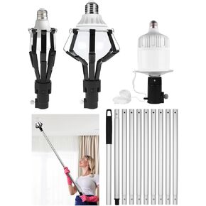 Light Bulb Changer for high Ceilings, Light Bulb Changer with Baskets and Suction Cup, 13FT Assembled Light Bulb Extension Pole Changer,high Reach Light Bulb Changer for Household