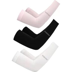 Cooling Arm Sleeves for Men or Women, Breathable, Moisture-Wicking Cooling Sports Sleeves. Black, White, Pink 3-Pairs
