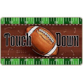 Fall Football Decorative Front Door Mat, Autumn Touch Down Welcome Doormat Indoor Outdoor Non-Slip Floor Entryway Rug, Sport Game Day Home Kitchen Decoration 17x29 Inch