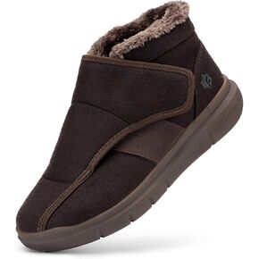 FitVille Diabetic Shoes for Women Wide Width Warm Slip-on Swollen Feet Shoes Boots Lightweight Adjustable Closure Walking Shoes for Elderly Foot Pain Relief Neuropathy