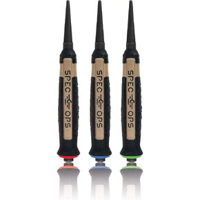 Spec Ops Tools Nail Set Punch 3-Piece Kit Includes 1/32", 1/16", 3/32", Shock-Absorbing Grip, 3% Donated to Veterans Black/Tan