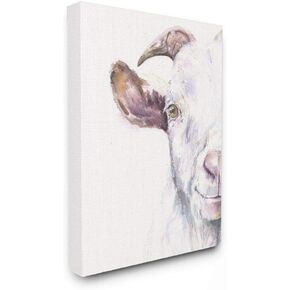 Stupell Industries Large Goat Head Animal Watercolor Painting Canvas Wall Art, 16 x 20, Multi-Color