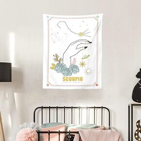 Tarot Tapestry Magic Hand - Astrology Divination Tapestry Constellation Tapestries Sun and Moon Flowers Tapestry Aesthetic Wall Hanging for Room (Scorpio, S 39.4ʺ x 27.5ʺ)