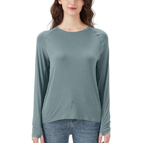 netdraw Women's Ultra Soft Bamboo Viscose Workout T-Shirt Long Sleeve Cooling Lighweight Tops with Thumbholes