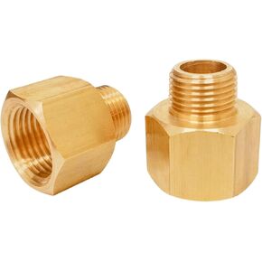 Brass Fitting Reducer Adapter, 1/2 Inch NPT Female to 3/8 Inch NPT Male, Male to Female Pipe Adapter, Inch NPT Brass Pipe Extension Fittings, Pack of 2