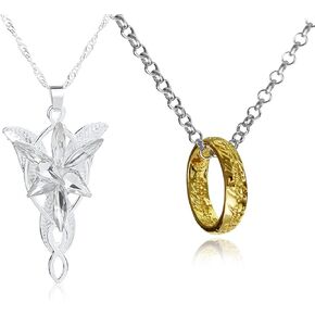 2 pcs Fashion Ring Pendant Chain Necklace Arwen Evening Star Necklace