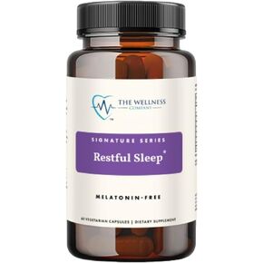 The Wellness Company Restful Sleep Supplement | 60 Capsule Month Supply | Melatonin Free Natural Calming and Sleep Supplement | Vegan, Non-GMO, Gluten-Free