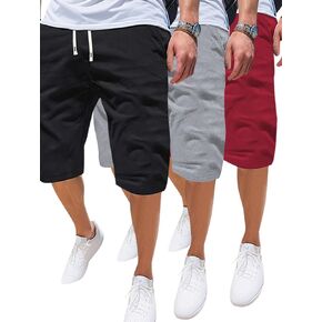 3 Pack Men's Casual Shorts in Assorted Colors, Elastic Waist with Pockets, for Daily Wear