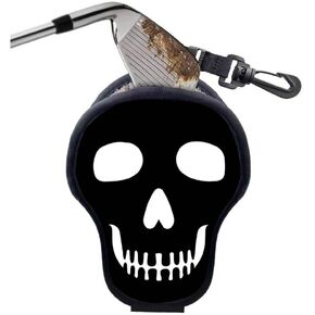 Golf Club Cleaner & Golf Ball Cleaning Bag, Golf Cart Accessories for Men, Washing Machine, Green Clean, Clubs Waterproof & Dry Exterior Bags, Skull Funny Design, Black