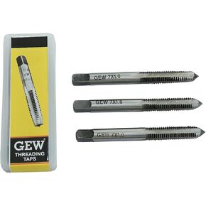 صنابير يدوية من GEW مصنوعة من الفولاذ الكربوني متري 7 × 1 مم لليد اليمنى (مجموعة من 3 قطع - مستدقة/قابس/أسفل)، إصلاح الخيوط للخيوط وإعادة الخيوط الداخلية والخارجية، خيوط مقطوعة بدقة in Kuwait