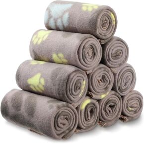 10 Pieces Pet Blankets with Paw Print Dog Cat Soft Fleece Blankets Sleep Mat Pad Bed Cover for Kitten Puppy and Other Small Animals, 24 x 28 Inch (Bright Color)