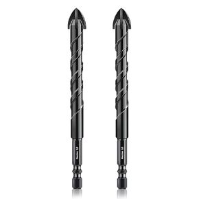 Masonry Drill Bits 5/32" x 3.6" x 5Pcs Professional Tungsten Cross Tip Multi-Material Drill Bits for Tile/Ceramic/Glass/Porcelain/Concrete/Cement/Wood/Plastic