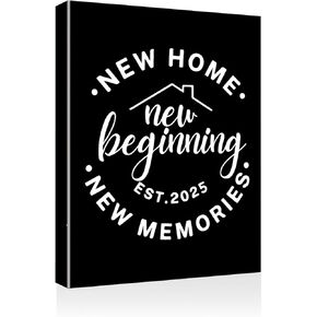 House Warming Gifts New Home House Decor New Home Gift Ideas Home Signs for Home Decor New Beginnings Gift Wall Art Decor for Bedroom Bathroom Canvas Painting Framed Canvas Artwork Print Poster Purple