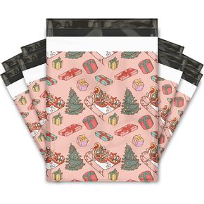 12x15 (50) Christmas Tree Fir Trees Designer Winter Poly Mailers Self Sealing Waterproof Shipping Envelopes Holiday Premium Printed Bags For Small Businesses