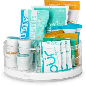 YouCopia Crazy Susan Lazy Susan Organizer, 3 BPA-Free Removable Clear Bins with Handles, Rotating Storage Turntable for Kitchen Cabinet, Pantry and Bathroom Organization