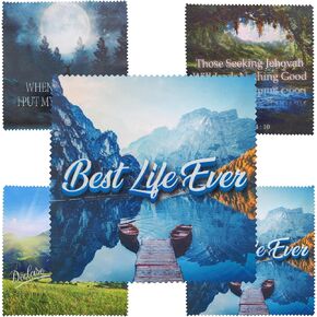 JW Community Microfiber Glasses Cleaner Cloths Pack - Inspirational Double-Sided Prints, Set of 4